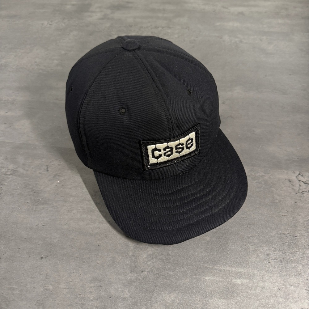 Vintage 60s 70s Case Tractor Snapback Hat Black Patch Water Repellent Cap